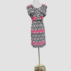 Black and White Sheath Mini Dress with Flutter Cap Sleeves